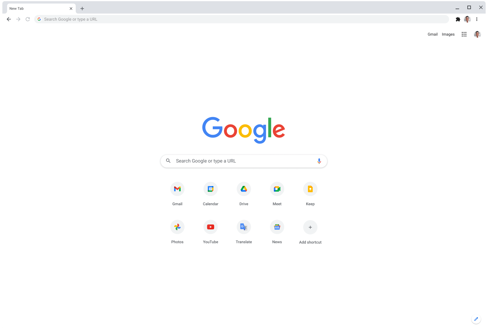 Finestra del browser Chrome con l'indirizzo Google.com visualizzato.