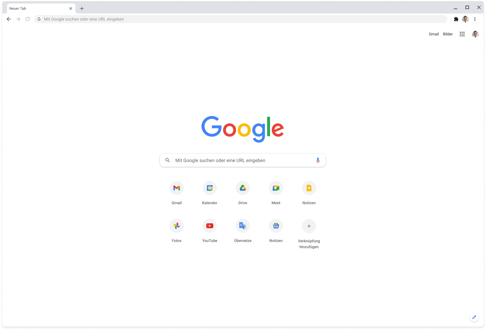 Chrome-Browserfenster mit Google.com.