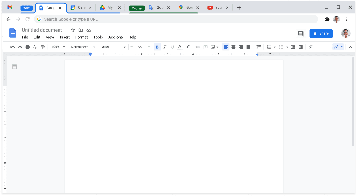 Chrome browser window displaying the combination of multiple tabs into a Tab Group.