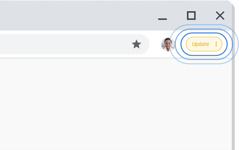 Applying a pending update Chrome UI alerting that there's a pending update