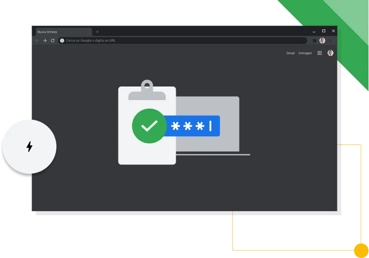 Finestra del browser Chrome in modalità Buio con l'icona produttività di Google visualizzata.