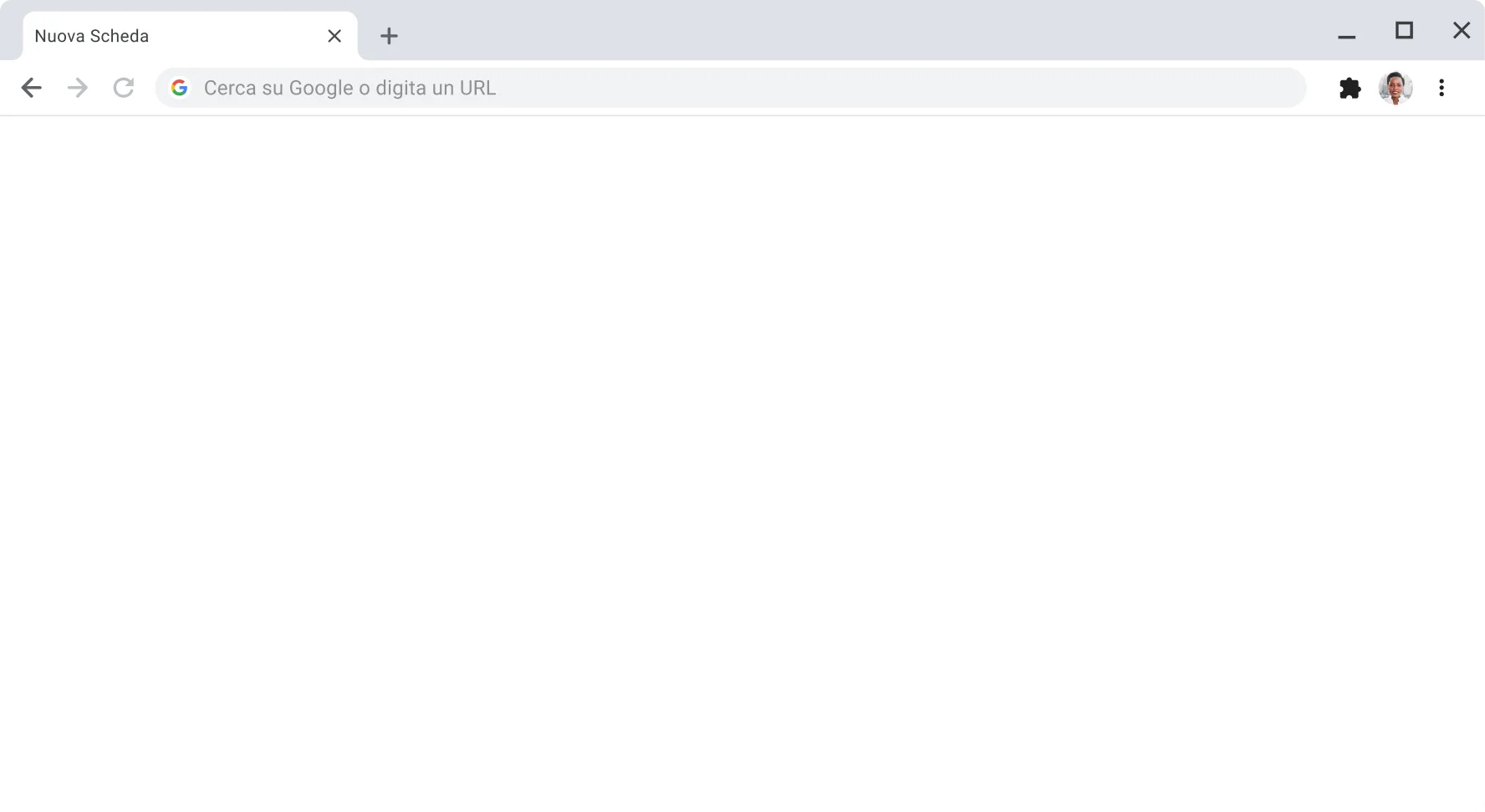 Finestra del browser Chrome con barra degli indirizzi vuota.