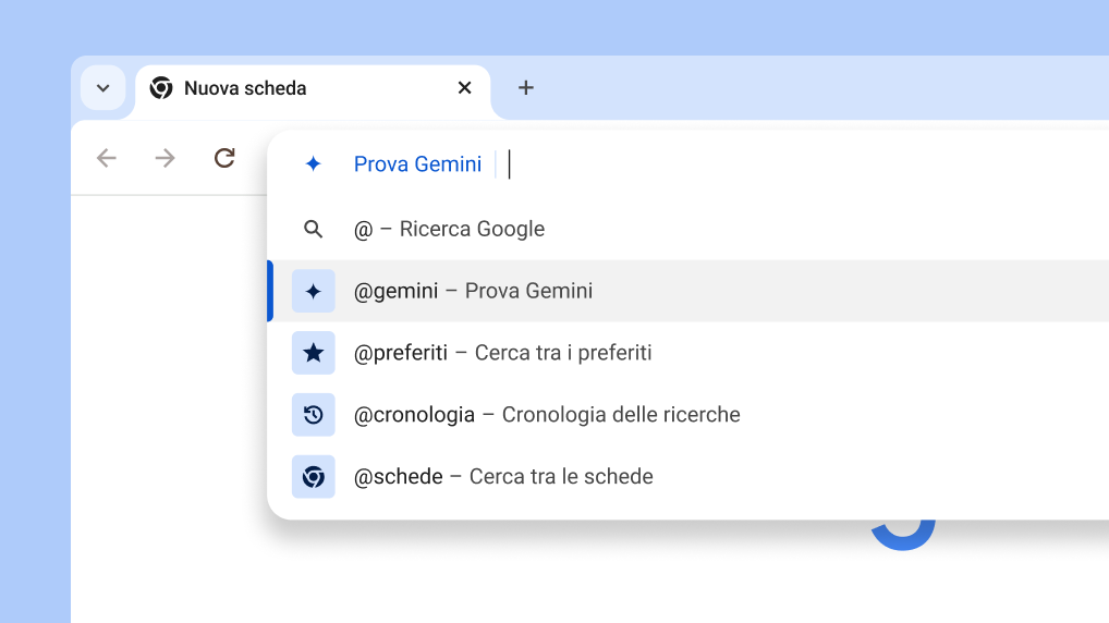 Prova Gemini dalla barra degli indirizzi