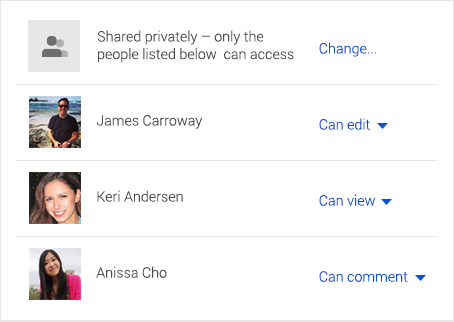 Opzioni relative a privacy e condivisione di Google Drive