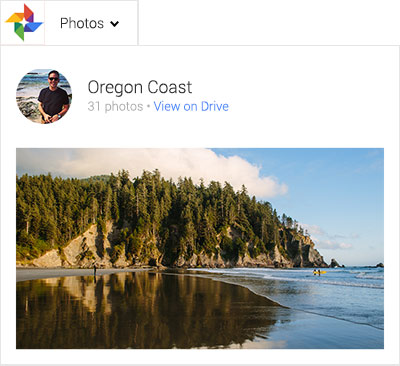 Foto della costa dell'Oregon archiviata in Google Drive e condivisa su Google+