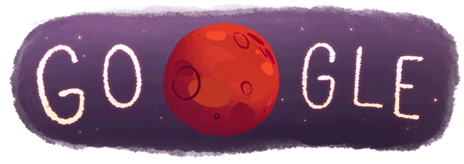 Doodle Google dedicato alla scoperta dell'acqua (salata) su Marte.